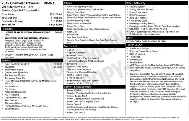 2019 Chevrolet Traverse LT Cloth