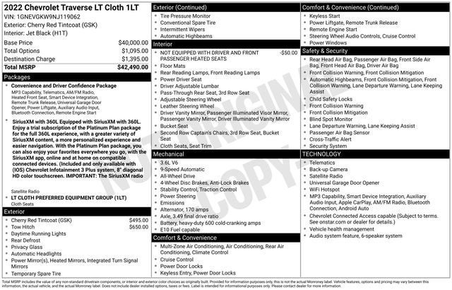 2022 Chevrolet Traverse LT Cloth