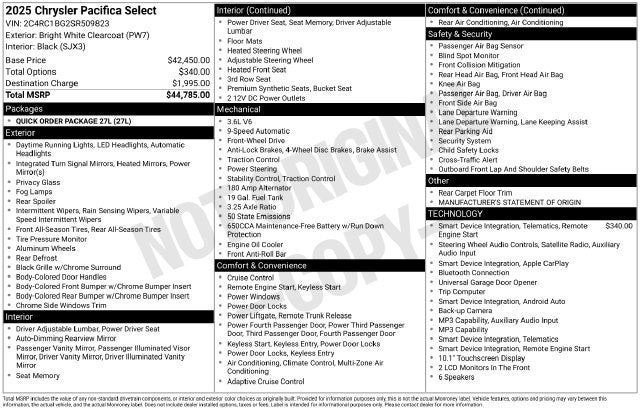 2025 Chrysler Pacifica Select