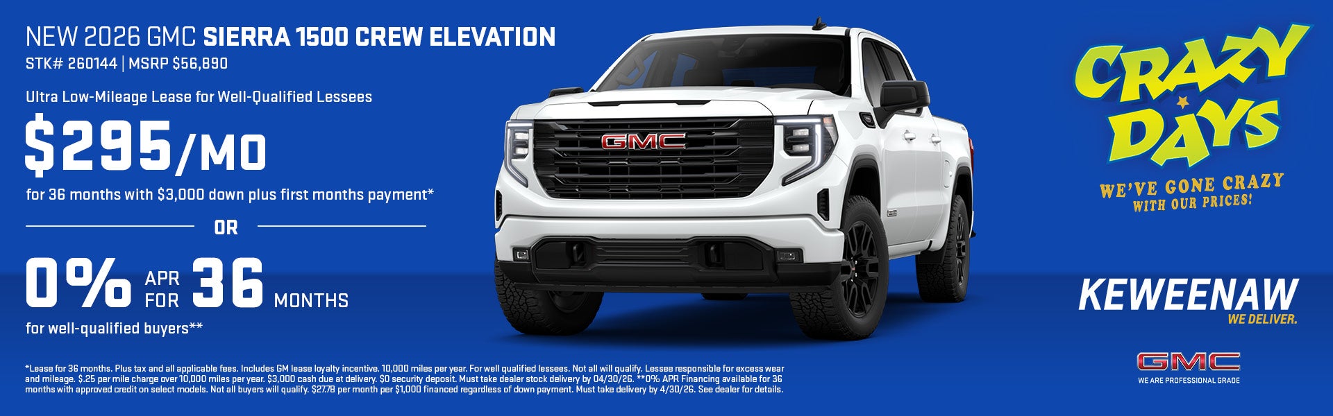 New 2026 GMC SIERRA 1500 CREW ELEVATION