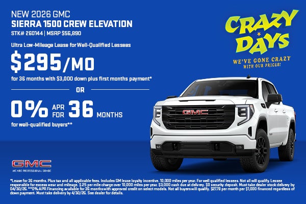 New 2026 GMC SIERRA 1500 CREW ELEVATION